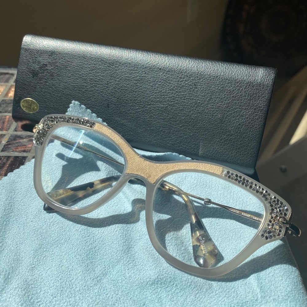 MiuMiu Grey cat eyeglasses Swarovski crystals